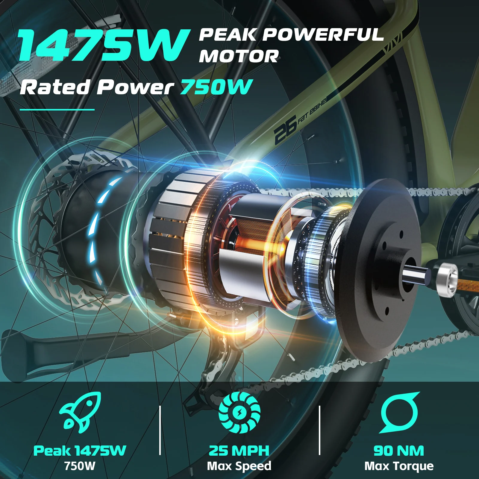 VIVI ACE01 Electric Bike All Terrain Fat Tire Electric Bike SGS Certified to UL2849 - Image 4