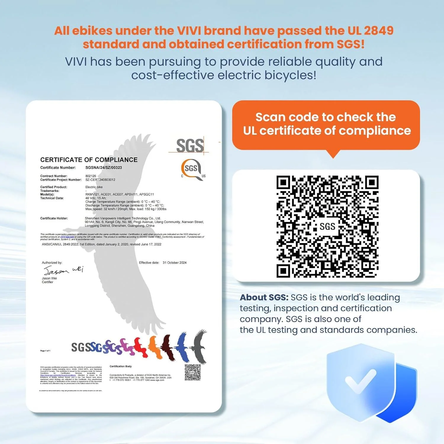 VIVI ACE07 Electric Bike Commuter Fat Tire Electric Bike SGS Certified to UL2849 - Image 3