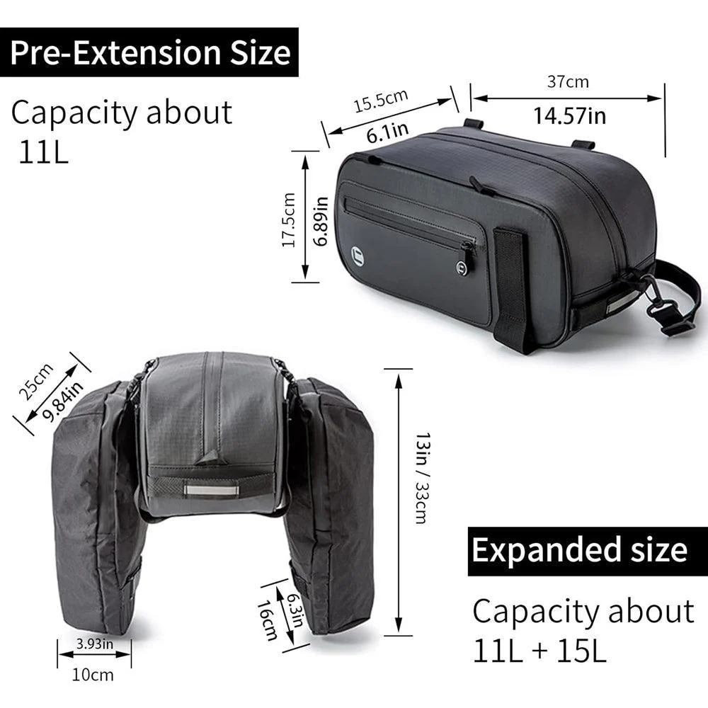 VIVI Bike Rear Rack Bag Bicycle Panniers Saddle Bag - Image 4
