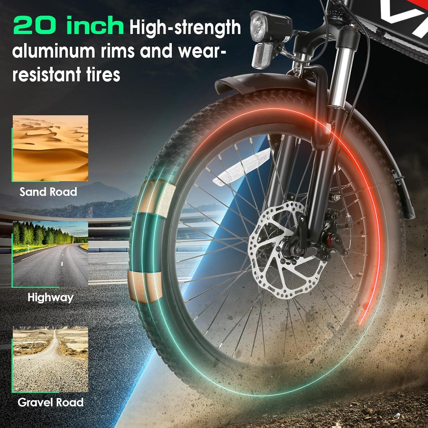 VIVI FM20UL Electric Bike 2.4" Fat Tire Folding Electric Bike SGS Certified to UL2849 - Image 6