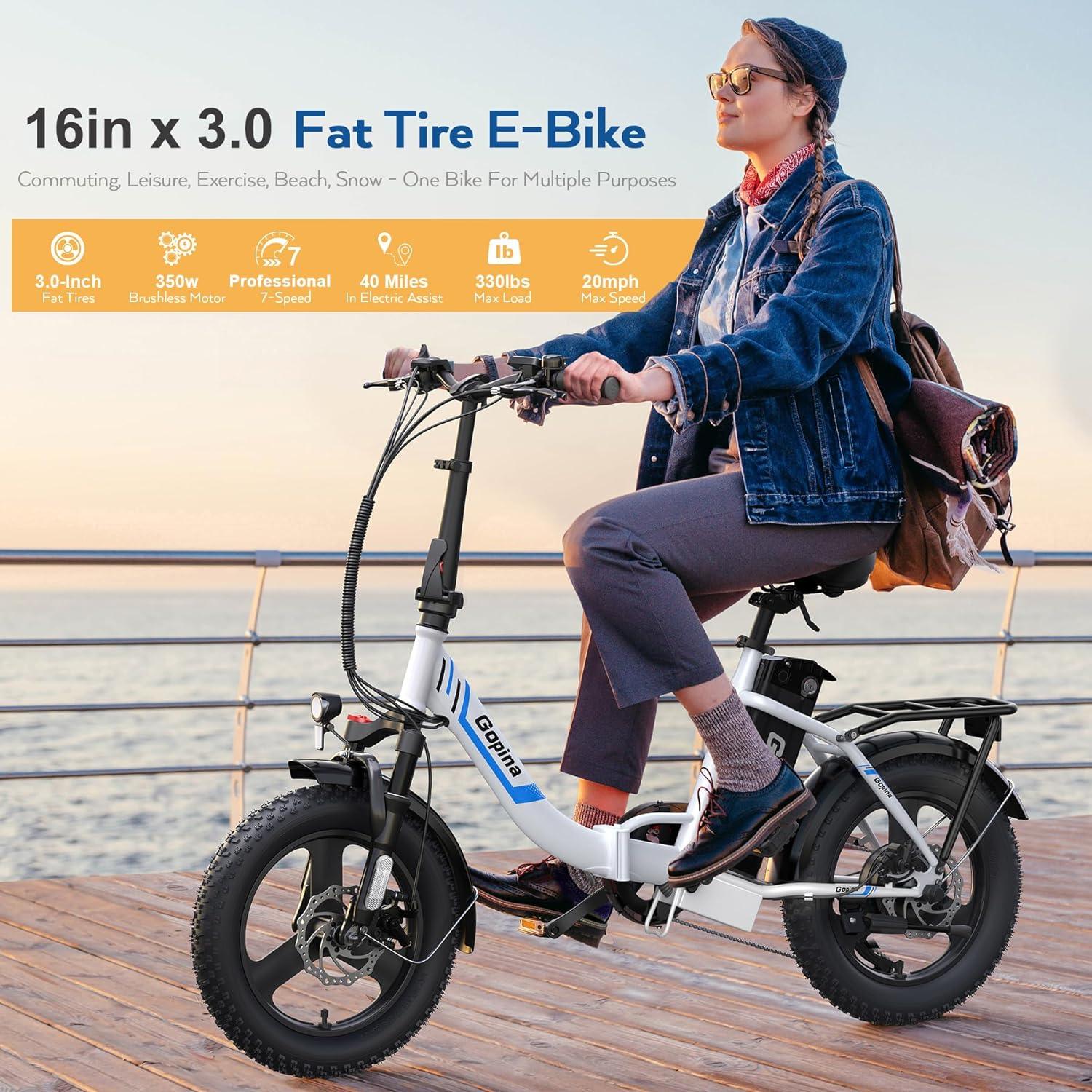 VIVI Gopina Electric Bike 3.0" Fat Tire Folding Electric Bike SGS Certified to UL2849 - Image 5