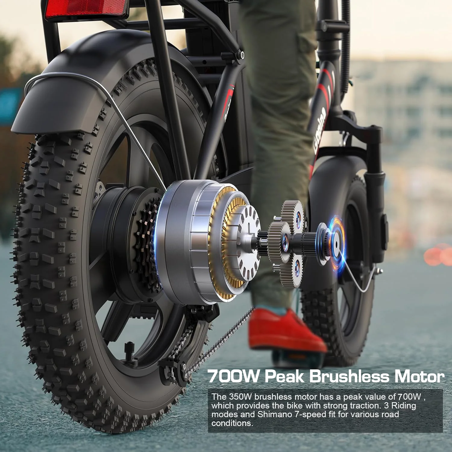 VIVI Gopina Electric Bike 3.0" Fat Tire Folding Electric Bike SGS Certified to UL2849 - Image 6