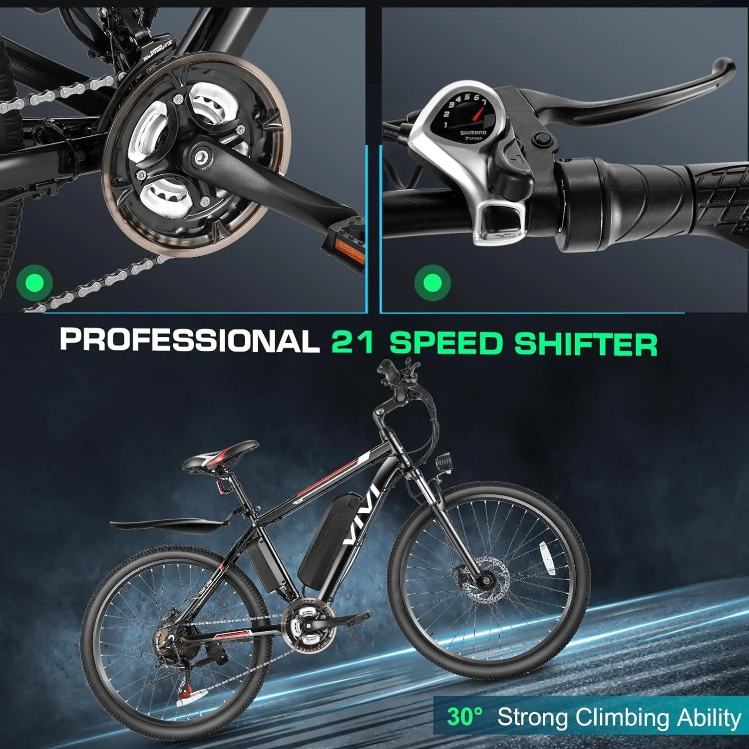 VIVI M026SHUL Electric Bike Hardtail Electric Mountain Bike SGS Certified to UL2849 - Image 9