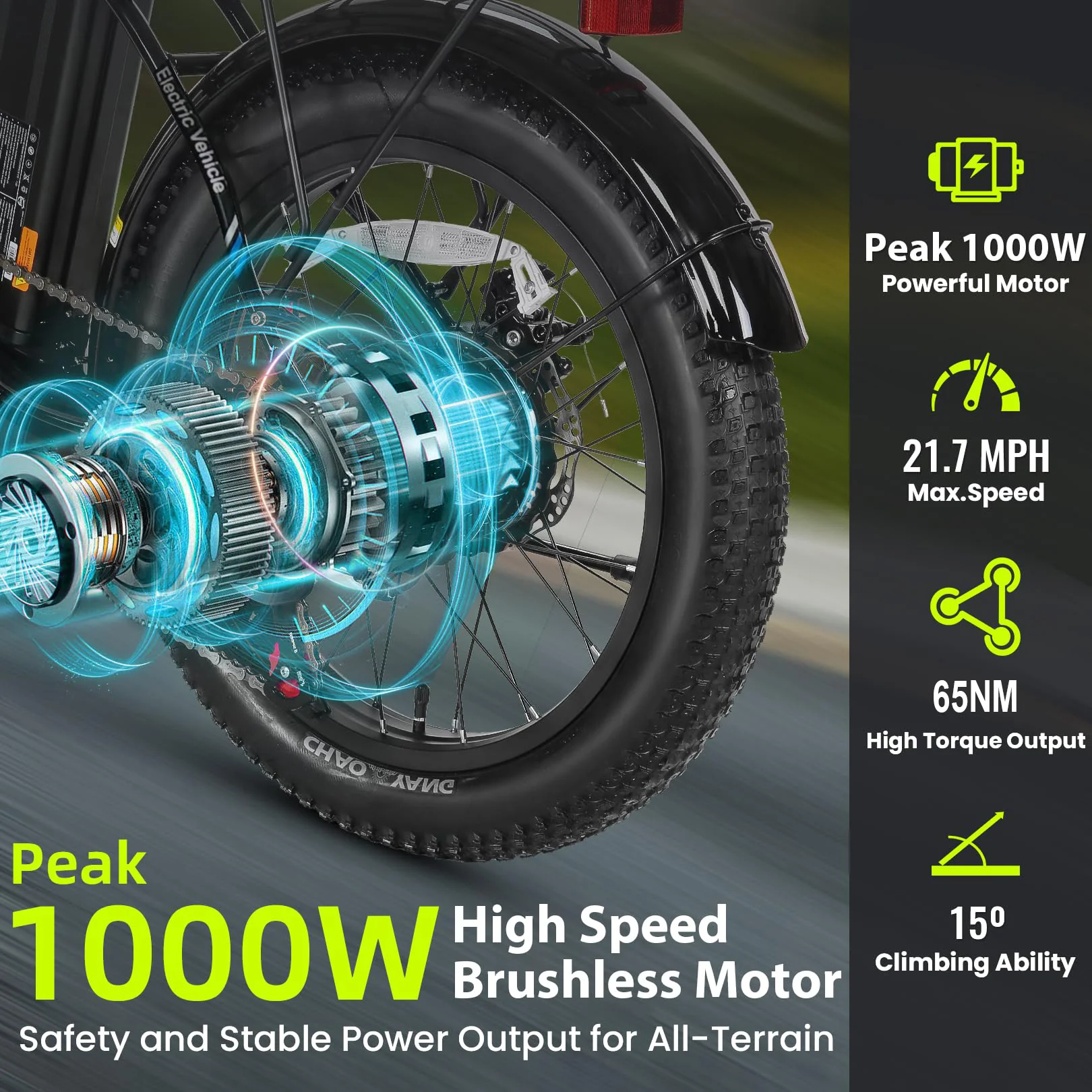 VIVI MT20UL Electric Bike 3.0" Fat Tire Folding Electric Bike SGS Certified to UL2849 - Image 4